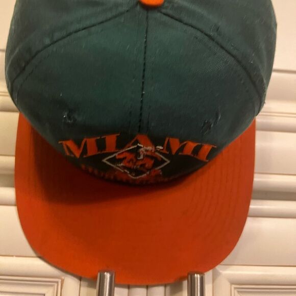 Vintage Miami Hurricanes Snapback Hat Cap NCAA 90s Green Bill Made In USA - Picture 3 of 9
